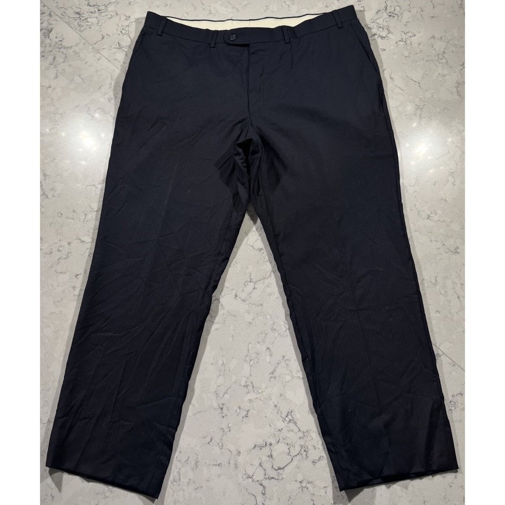 Jack Victor Vogue CT Dress Pants Mens 40x28 Navy Blue Wool Classic Trousers